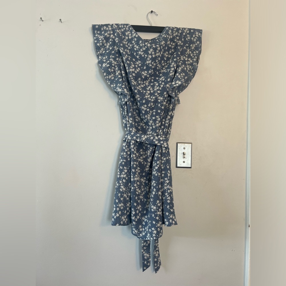 Floral Waist Tie Mini Dress